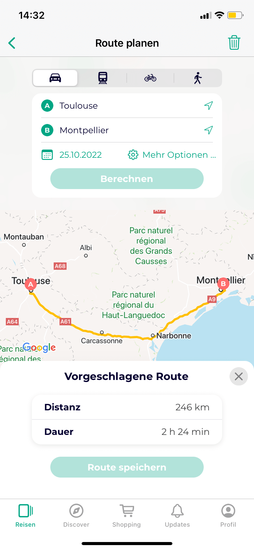 Erweiterte Routenplanung.