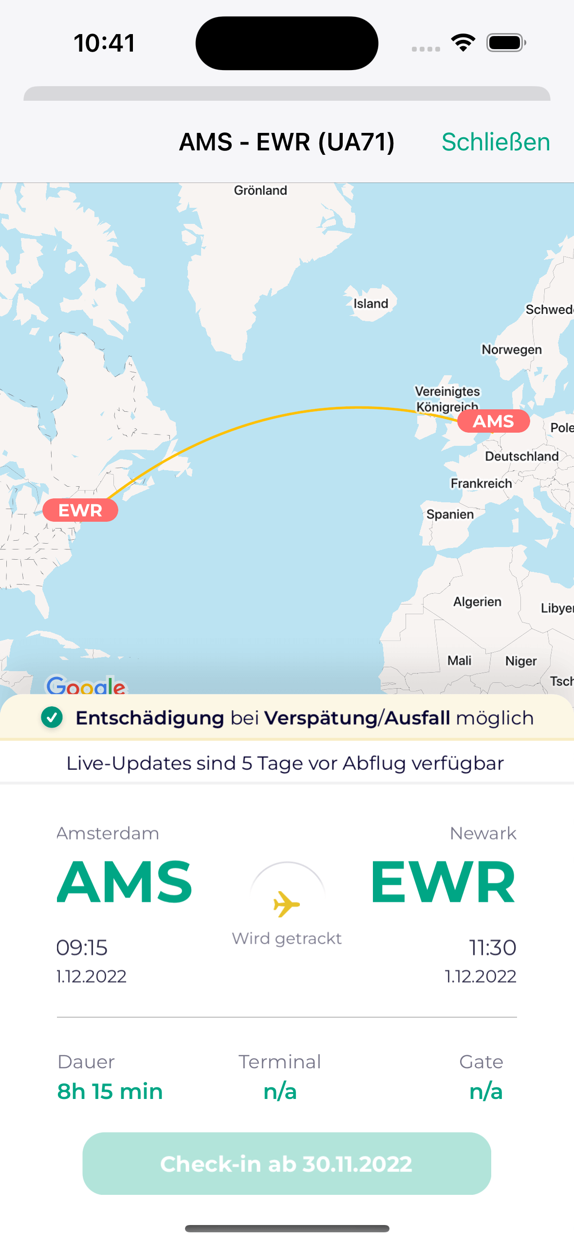 Flug-Updates in Echtzeit.