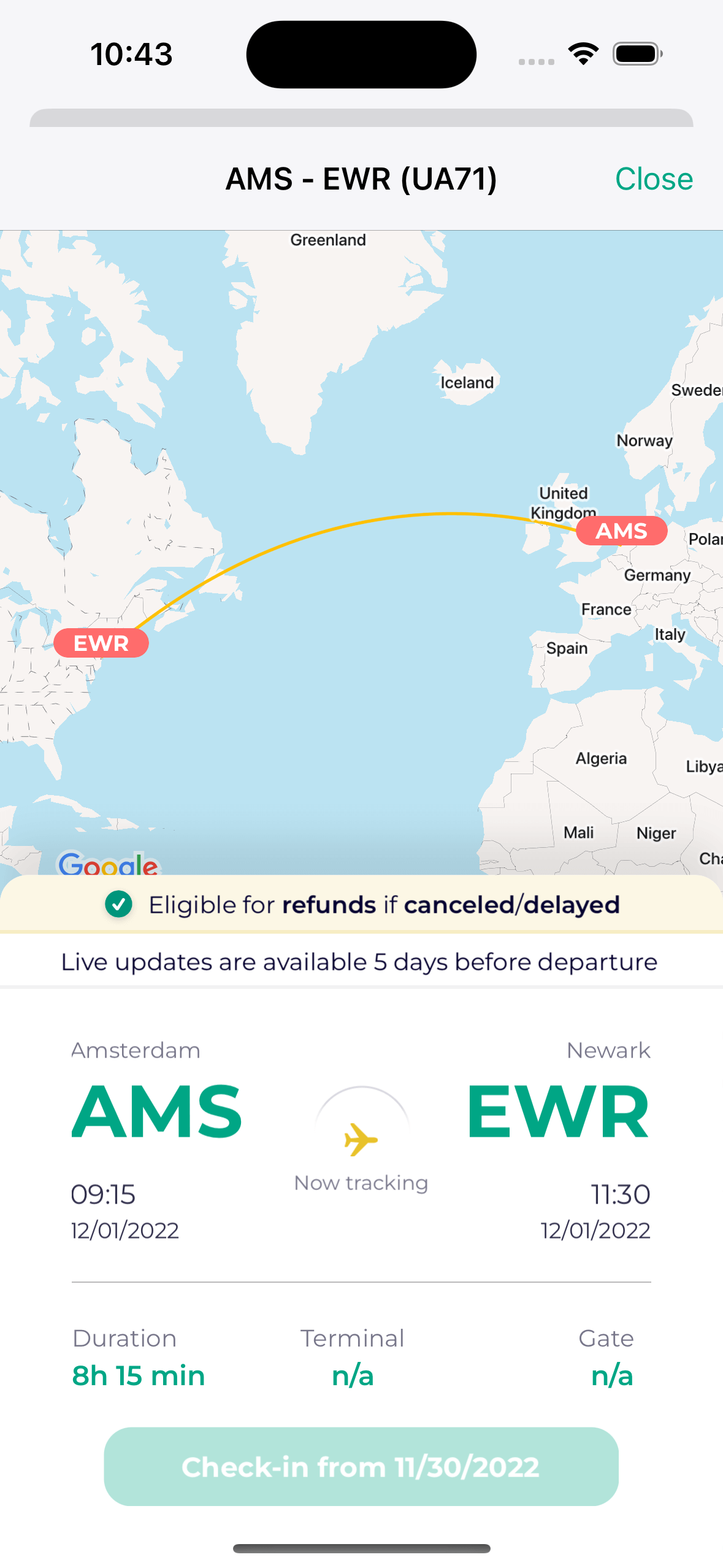 Real Time Flight Updates