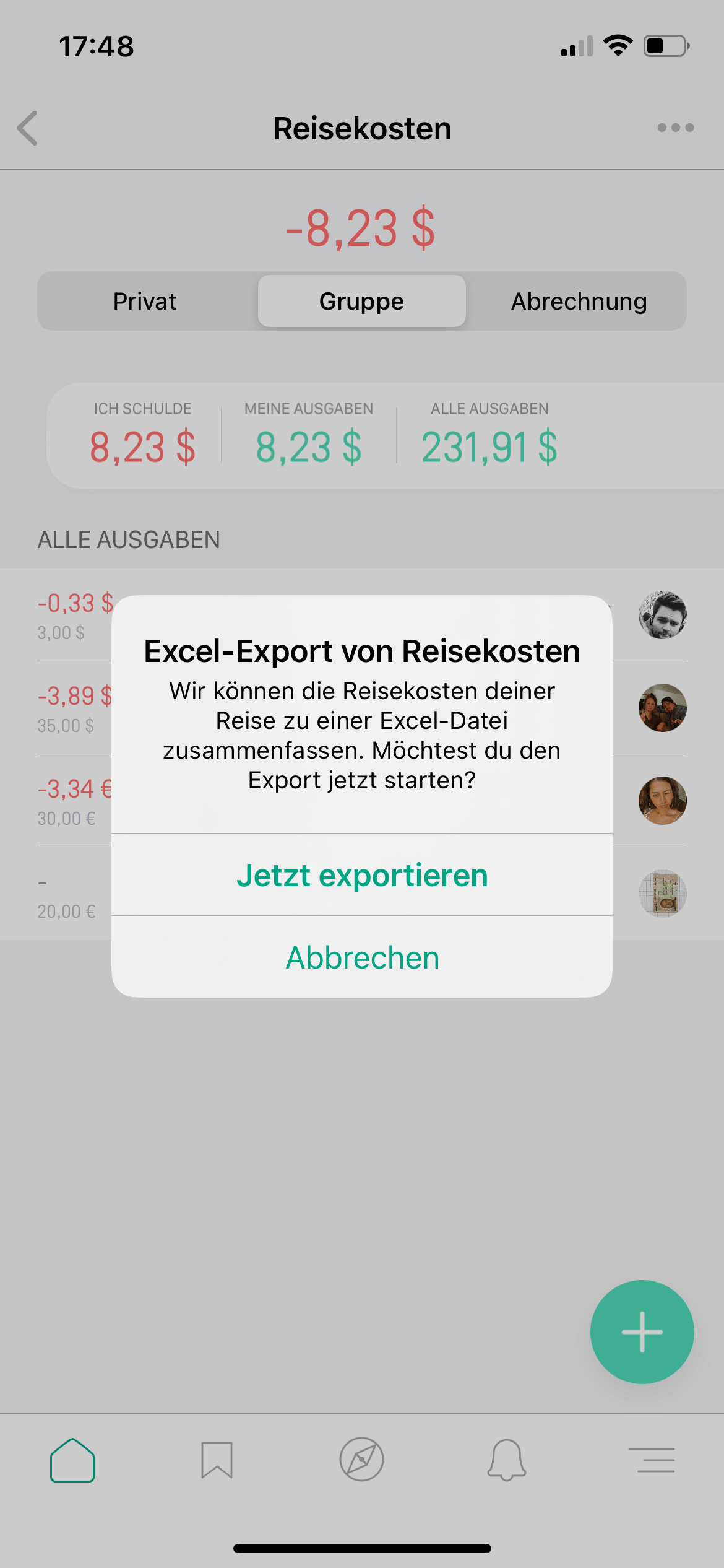 Reise als PDF-Export.